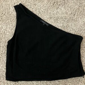 Kendall & Kylie Black Asymmetrical One Shoulder Cropped Tank Top Size S